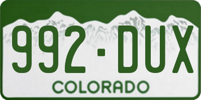 CO license plate 992DUX