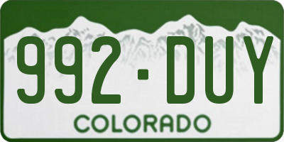 CO license plate 992DUY