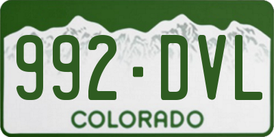CO license plate 992DVL