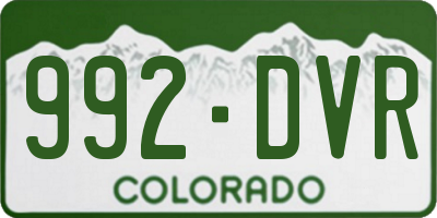 CO license plate 992DVR