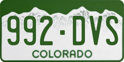 CO license plate 992DVS