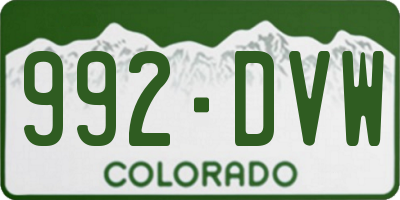CO license plate 992DVW