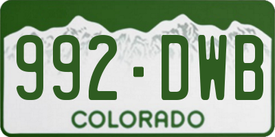 CO license plate 992DWB
