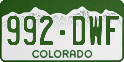 CO license plate 992DWF