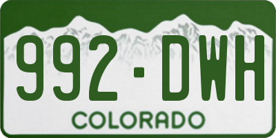 CO license plate 992DWH