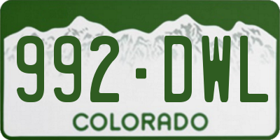 CO license plate 992DWL