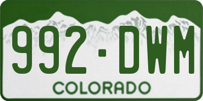 CO license plate 992DWM