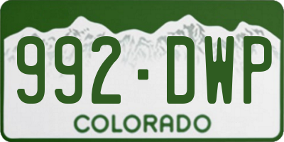 CO license plate 992DWP