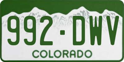 CO license plate 992DWV