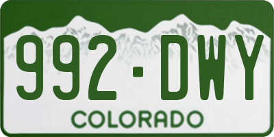 CO license plate 992DWY