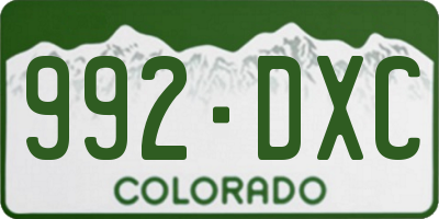 CO license plate 992DXC
