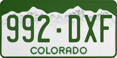 CO license plate 992DXF