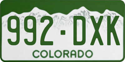 CO license plate 992DXK