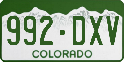 CO license plate 992DXV