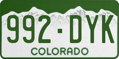 CO license plate 992DYK