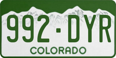 CO license plate 992DYR