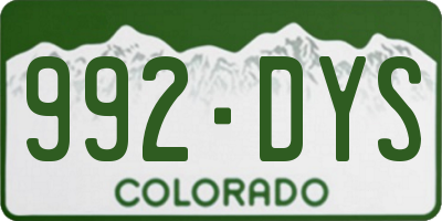 CO license plate 992DYS