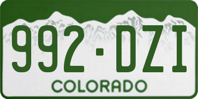 CO license plate 992DZI