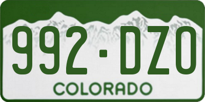 CO license plate 992DZO