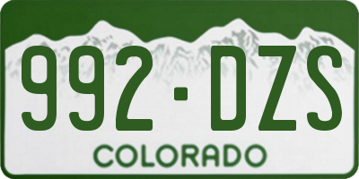 CO license plate 992DZS