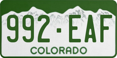 CO license plate 992EAF