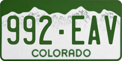 CO license plate 992EAV