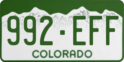 CO license plate 992EFF