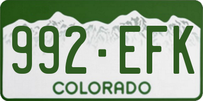 CO license plate 992EFK