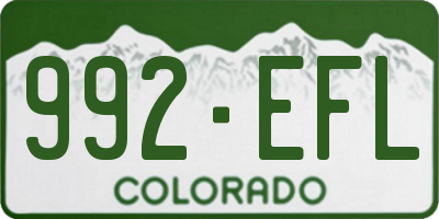 CO license plate 992EFL