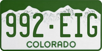 CO license plate 992EIG