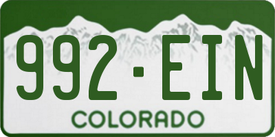 CO license plate 992EIN