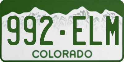 CO license plate 992ELM