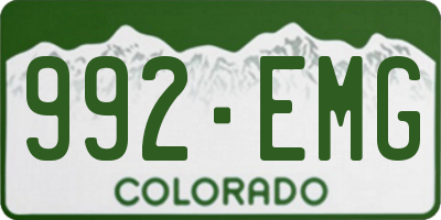 CO license plate 992EMG