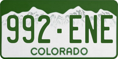 CO license plate 992ENE