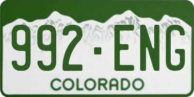 CO license plate 992ENG