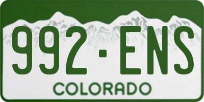 CO license plate 992ENS