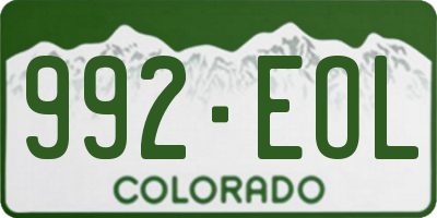 CO license plate 992EOL