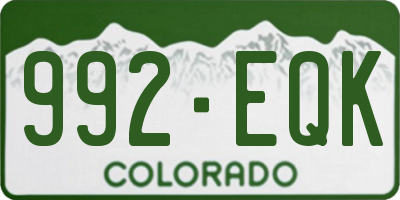 CO license plate 992EQK