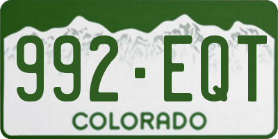 CO license plate 992EQT