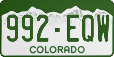 CO license plate 992EQW