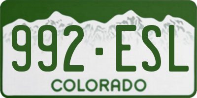 CO license plate 992ESL