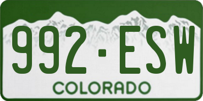 CO license plate 992ESW