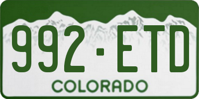 CO license plate 992ETD