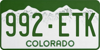 CO license plate 992ETK