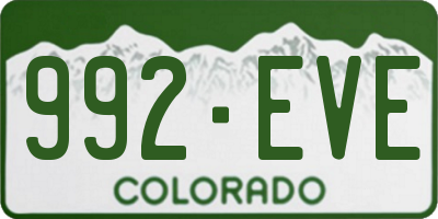 CO license plate 992EVE