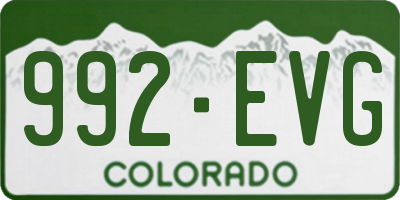 CO license plate 992EVG