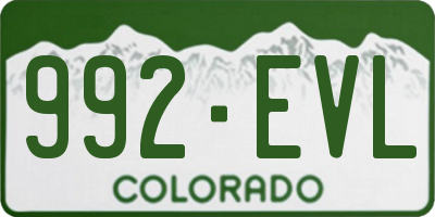 CO license plate 992EVL