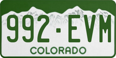 CO license plate 992EVM