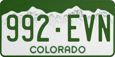 CO license plate 992EVN