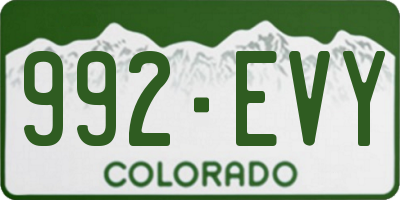 CO license plate 992EVY